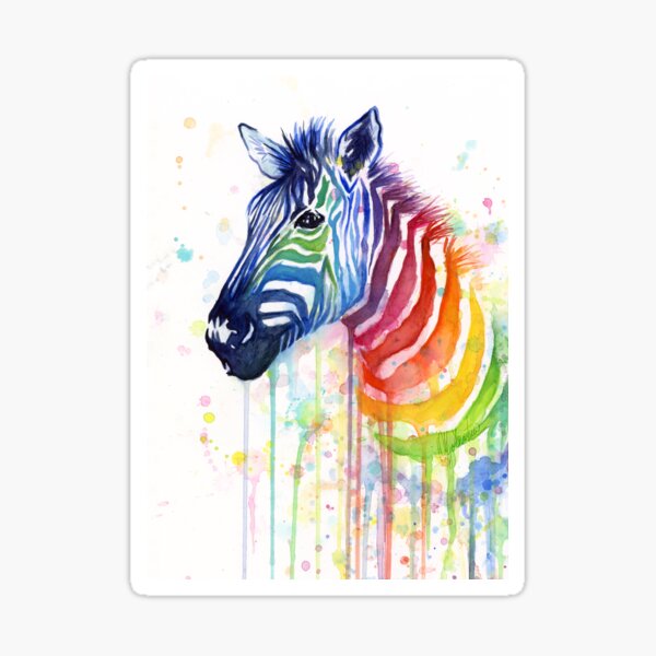 Regenbogen Zebra Aquarell Tiermalerei Sticker