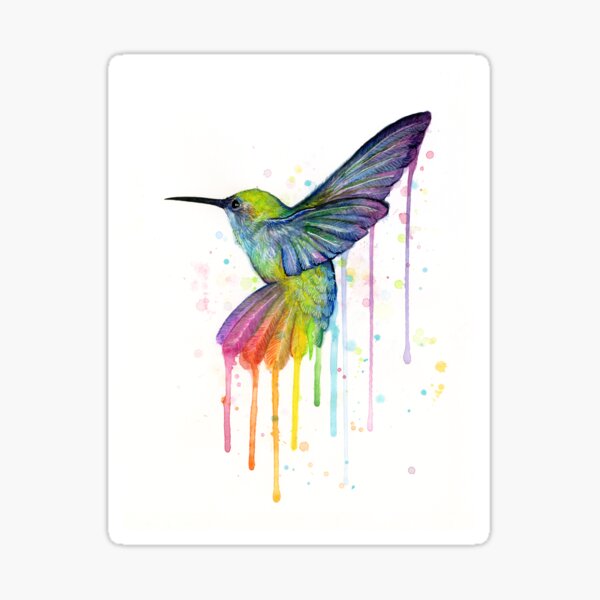 Item preview, Hummingbird Watercolor Rainbow designed and sold by Olga Shvartsur.