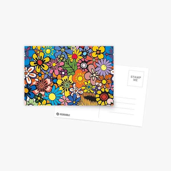 Retro hippie Flower pattern Postcard