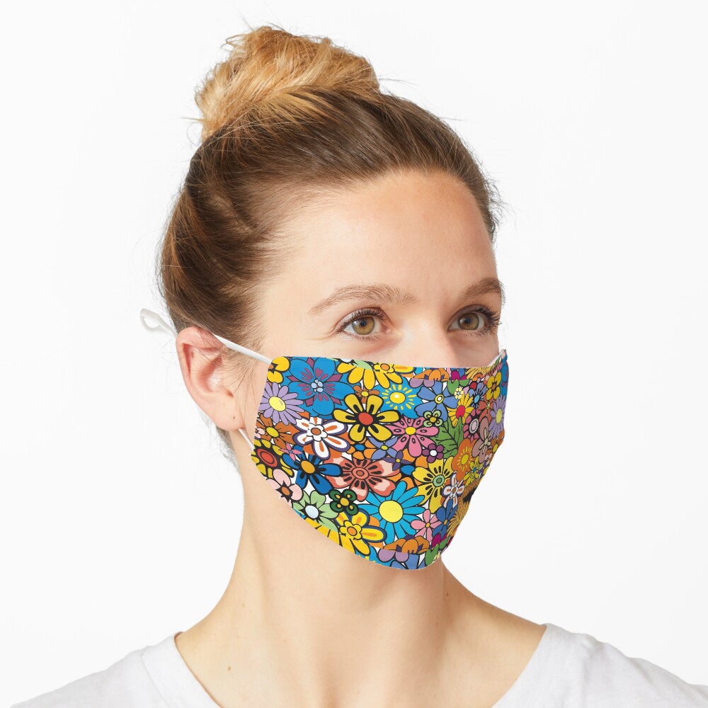 Retro hippie Flower pattern Mask