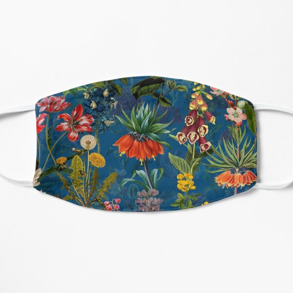 Vintage Blue Springflower Meadow Night Flat Mask