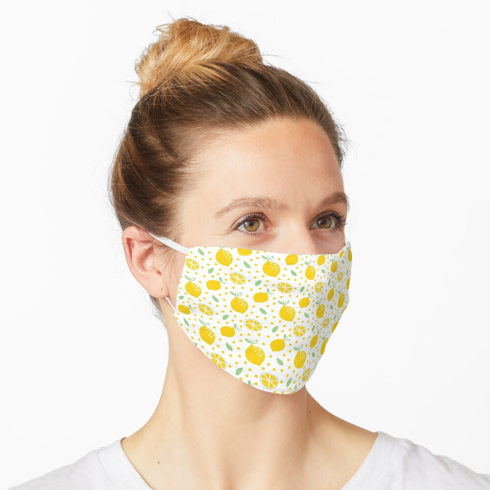 Download Yellow Lemon Print Pattern Mask By Semas Redbubble Yellowimages Mockups