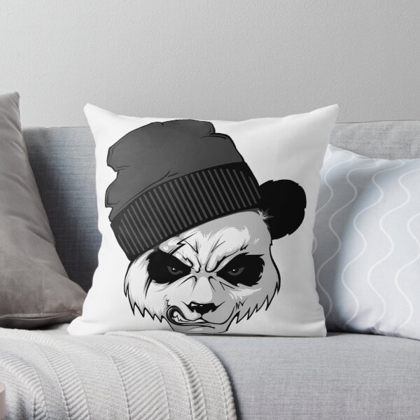 Evil Panda B/W Throw Pillow