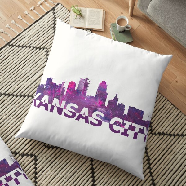 Kansas City Skyline Silhouette Strong with Text Floor Pillow