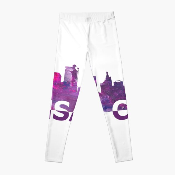 Kansas City Skyline Silhouette Strong with Text Leggings