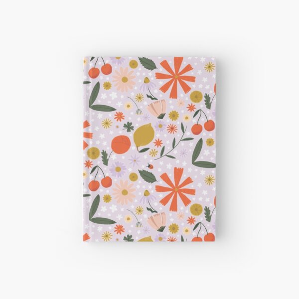 Handdrawn floral pattern Lilac Hardcover Journal