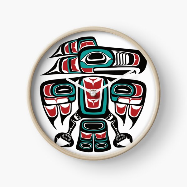 Haida Tlingit Native Raven Totem Clock