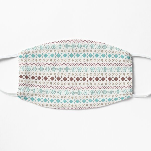 Fairisle pattern - turquoise & brown Mask