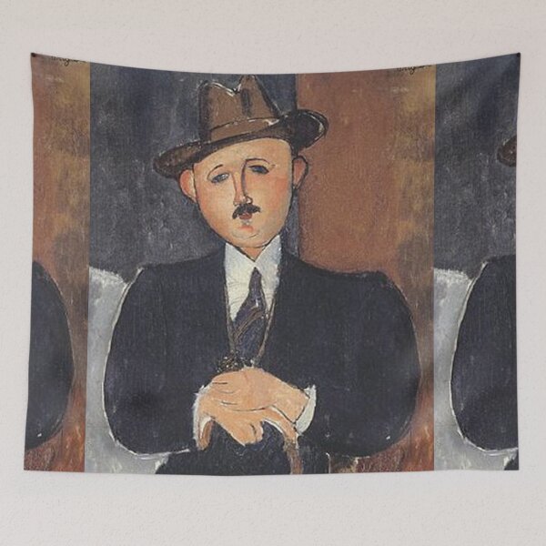 Item preview, Vintage Portrait Man in a Hat painting by  Amedeo Modigliani (Italian, Livorno 1884–1920 Paris) designed and sold by Vintage Designs +.