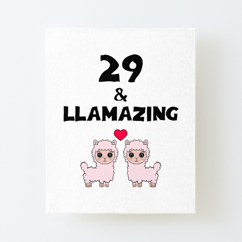 29 And Llamazing Happy Birthday Cute Funny Happy Fluffy Kawaii Pink Little Baby Llamas And Red Heart Cartoon Birthday Wishes Art Board Print By Artepiphany Redbubble