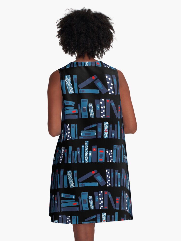 Thumbnail 3 of 4, A-Line Dress, Keep Reading. Black. designed and sold by beesants.