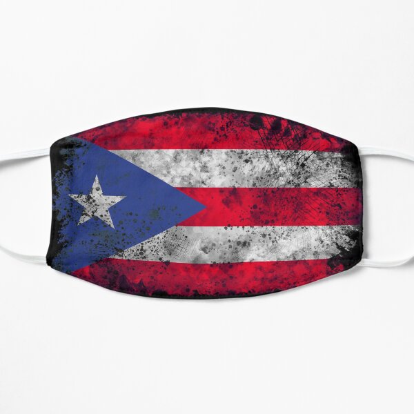 Vintage bandera de puerto rico Mascarilla plana