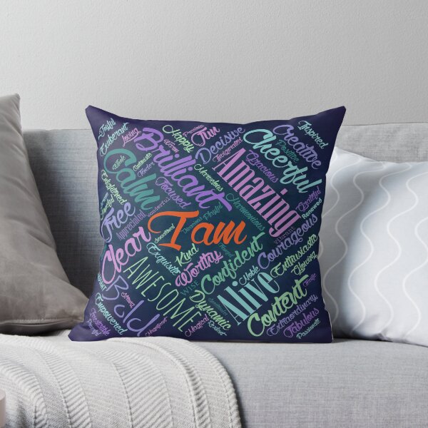 I am Affirmations Word Cloud Art Throw Pillow