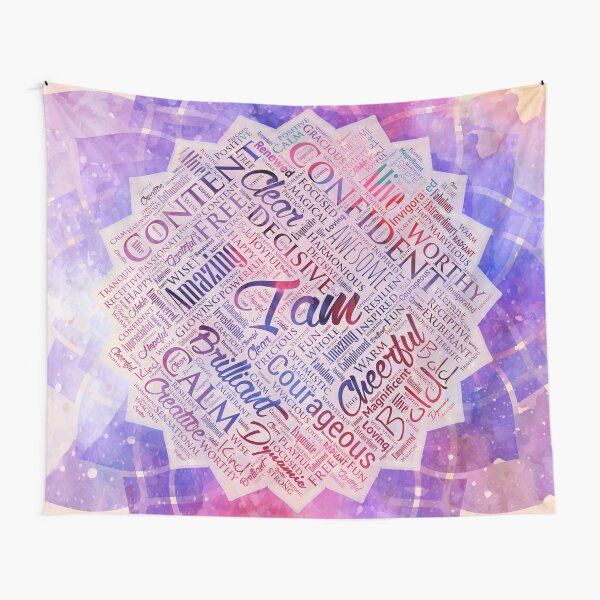 Item preview, I am Affirmations Word Cloud Art in lotus designed and sold by Nartissima.