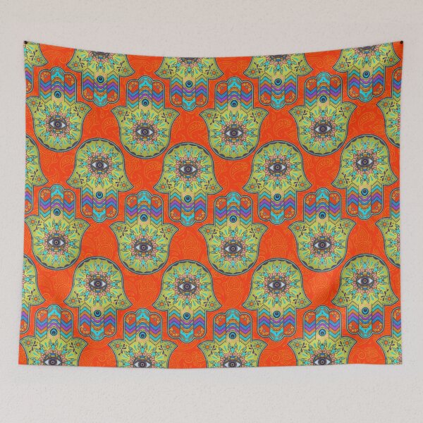 Item preview, Colorfull  Hamsa Hand pattern with paisley  designed and sold by Nartissima.