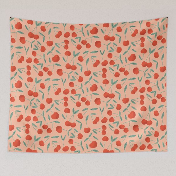 Item preview, Peach Handdrawn cherry pattern designed and sold by Megan McNulty.