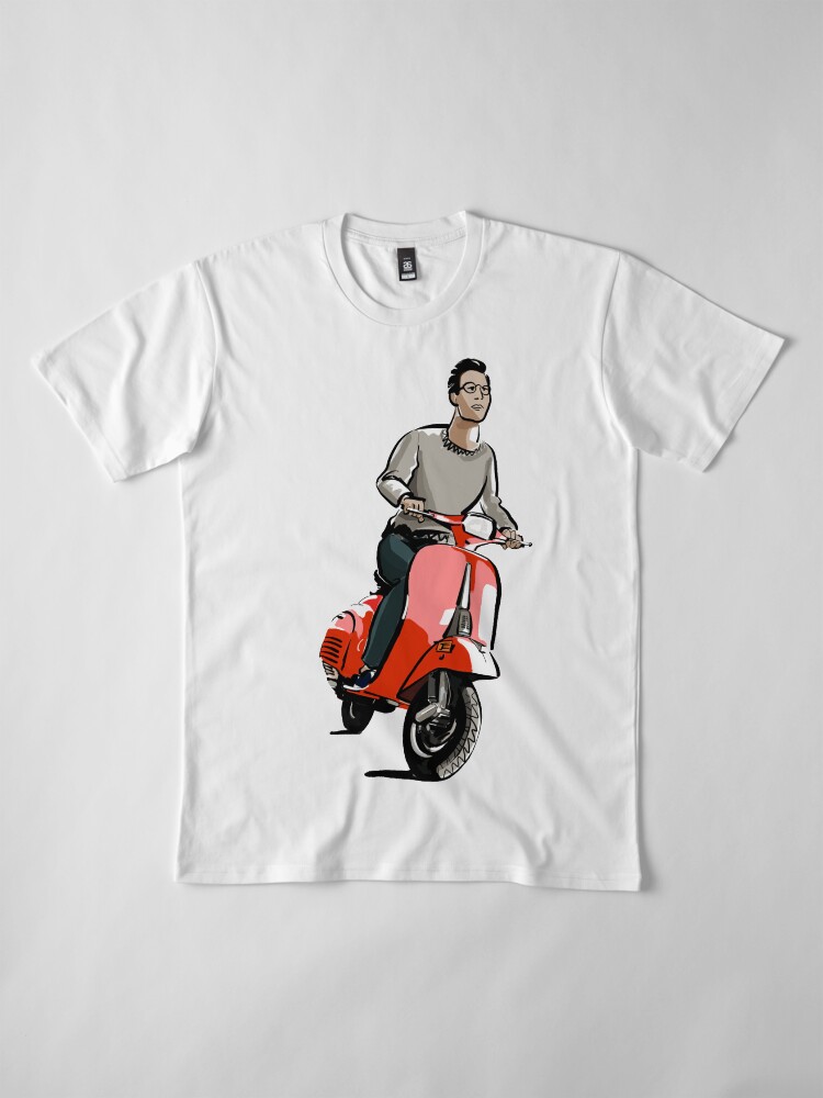 Vista alternativa de Camiseta premium Dibujo de moto vespa | Ilustración motocicleta