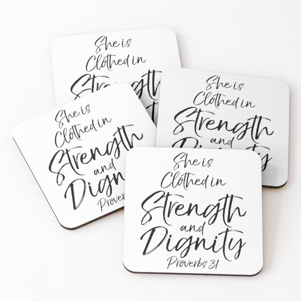 Item preview, She is Clothed in Strength and Dignity Proverbs 31 Christian Quote designed and sold by TNDesignStudio.