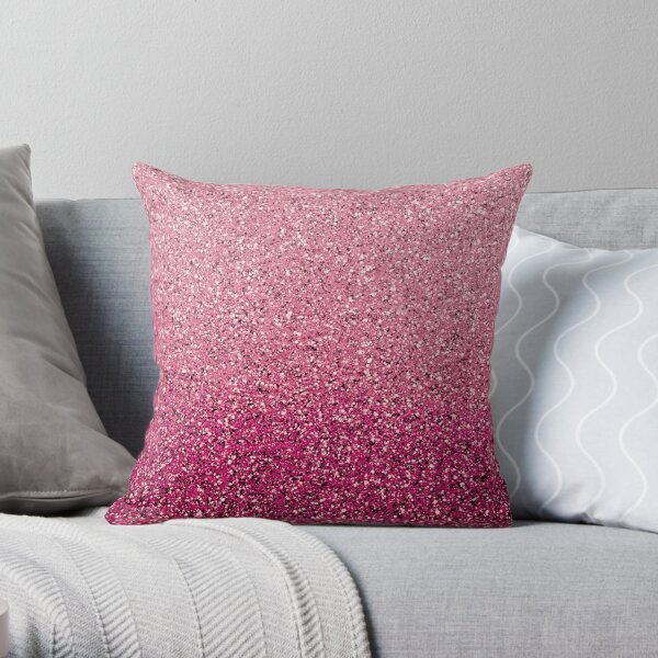 Pink Ombre Glitter Throw Pillow