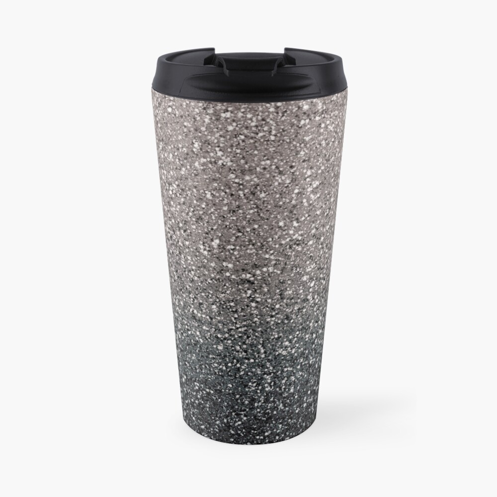 Black Ombré Glitter Travel Coffee Mug