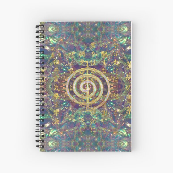 Gold Choku Rei Symbol and Reiki Precepts Spiral Notebook