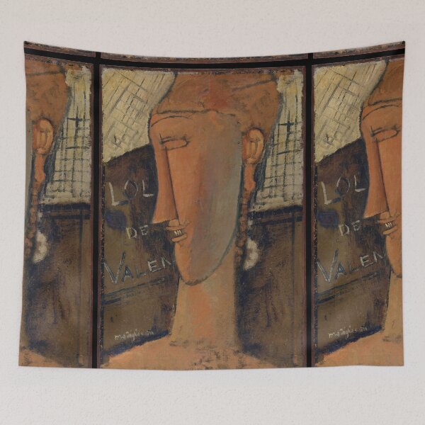 Item preview, Vintage Tribal Portrait of a woman painting by  Amedeo Modigliani (Italian, Livorno 1884–1920 Paris) designed and sold by Vintage Designs +.
