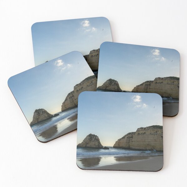 Item preview, Sundown Seagulls - Algarvian Gold Coast Beachscape with Cliffs designed and sold by Georgia Mizuleva.