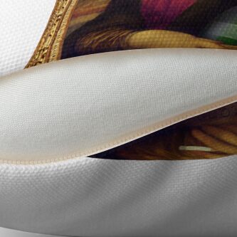 Alternate view of Moaner Linda (Gold Frame) Throw Pillow