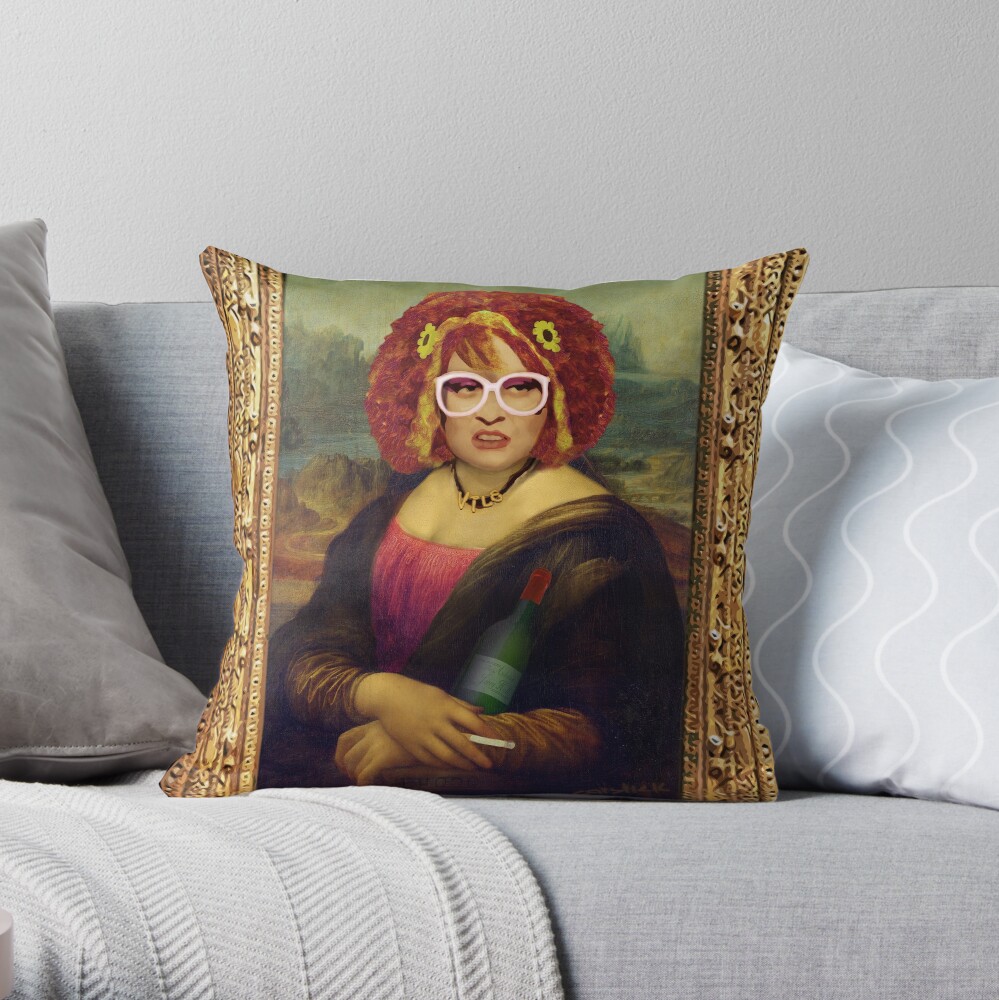 Moaner Linda (Gold Frame) Throw Pillow