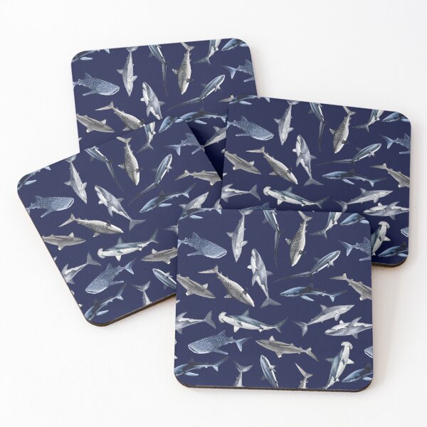 Item preview, SHARKS PATTERN (NAVY BLUE) designed and sold by BEATRIZ ABAITUA.