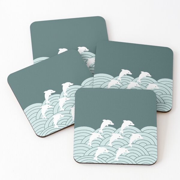 Item preview, White Dolphins in mint sea designed and sold by EV Visuals.