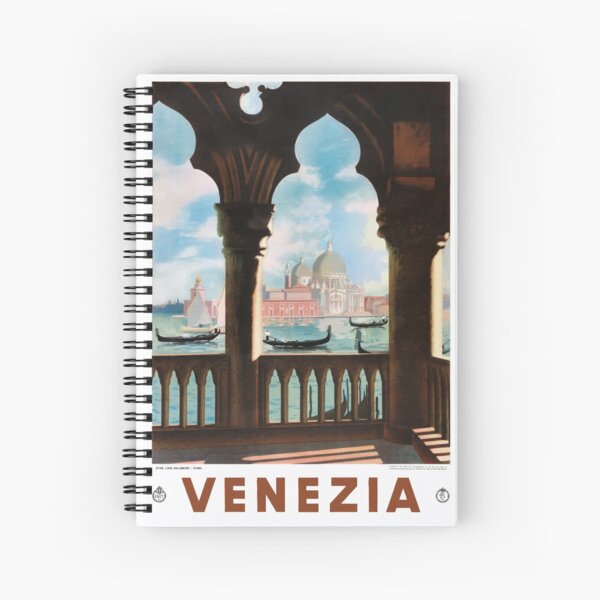 Venice Venezia ENIT Italy Vintage Travel Poster Restored Spiral Notebook