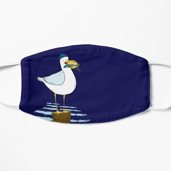 Seagull with fish roll Flat Mask