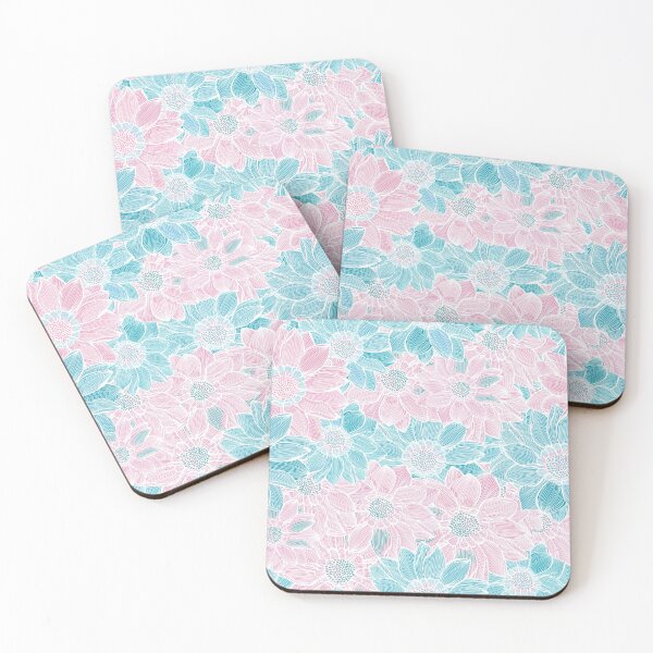 Item preview, Pretty Pink And Aqua Flower Power -  Pastel Pink And Aqua Color Palette designed and sold by Sketchbook Designs.