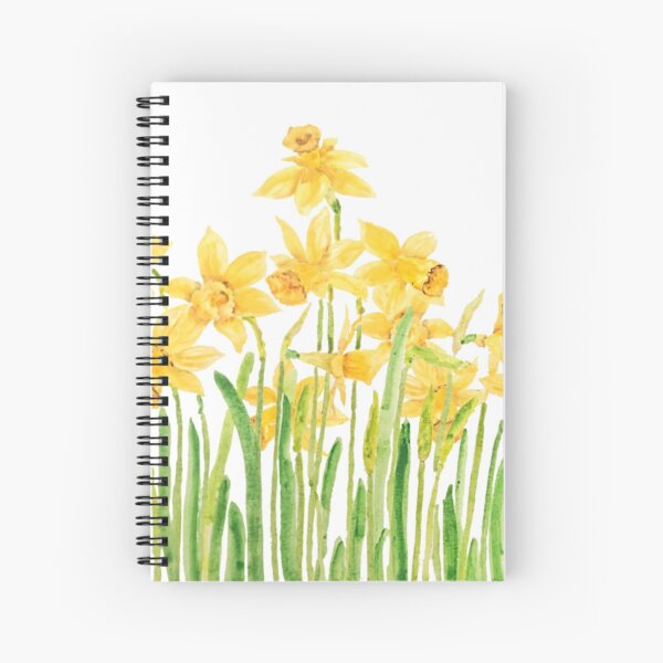 Aperçu de l'œuvre aquarelle de champ de jonquilles jaunes peintes à la main créée et vendue par ColorandColor.