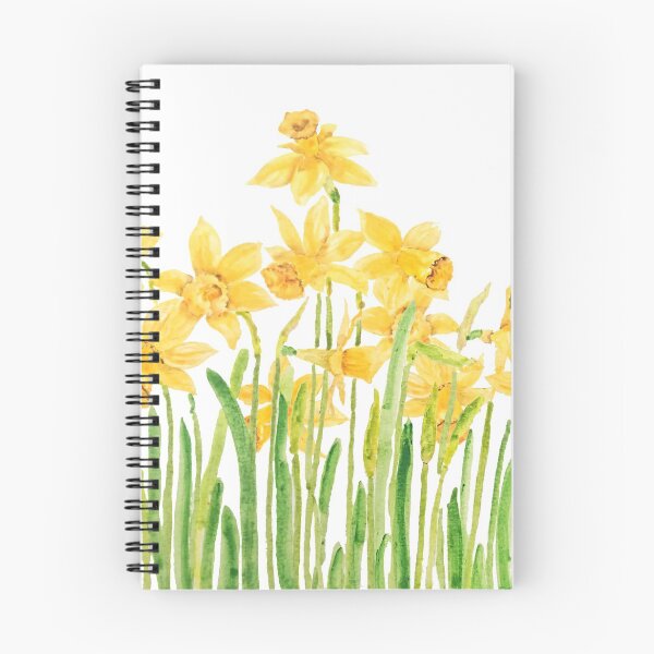 Item preview, hand painted yellow daffodils field watercolor designed and sold by ColorandColor.