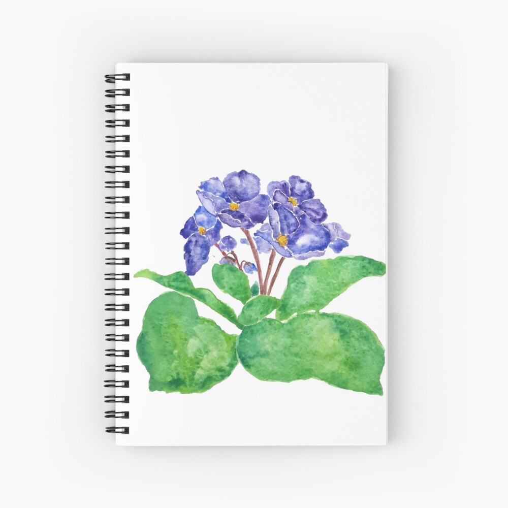 purple African violet watercolor painting  Spiral Notebook