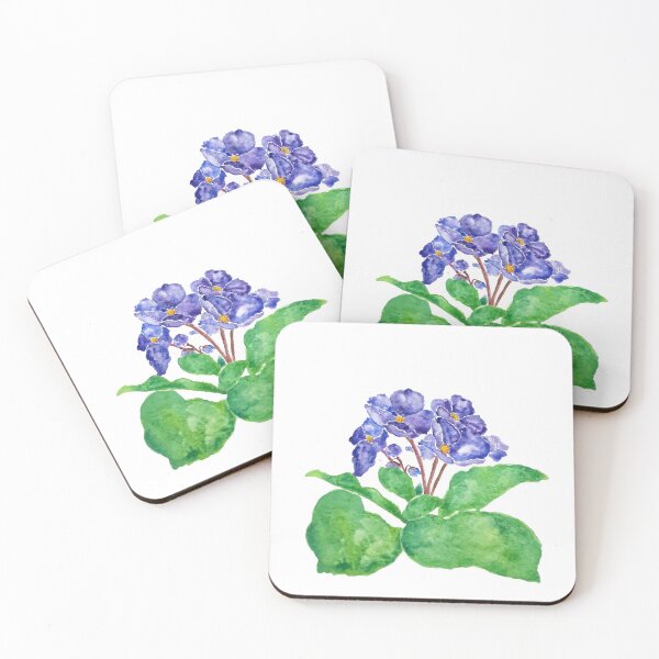 Item preview, hand painted purple African violet watercolor painting designed and sold by ColorandColor.