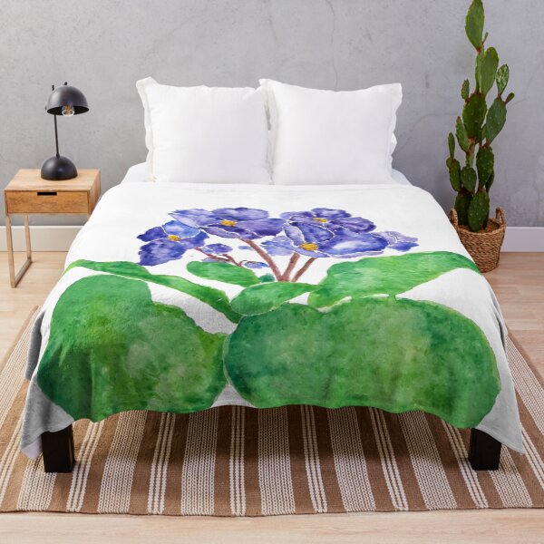 Item preview, hand painted purple African violet watercolor painting designed and sold by ColorandColor.