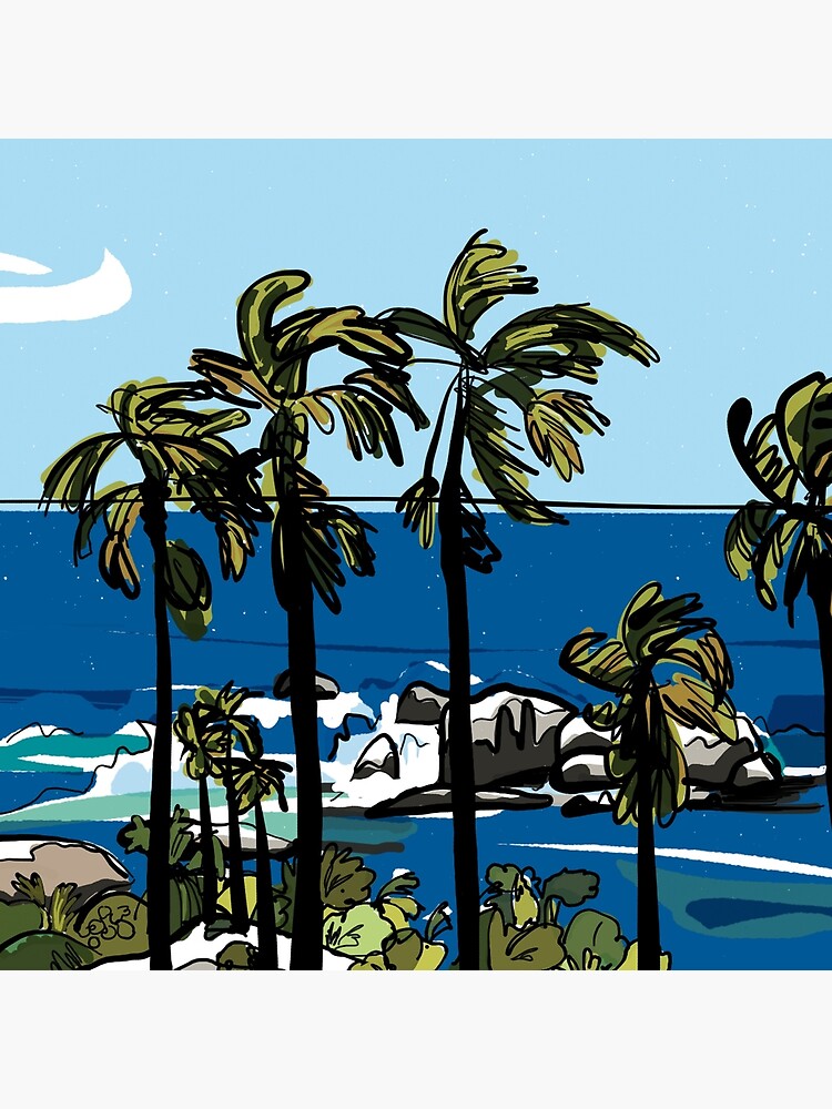 Imagen 2 de 2, Bolsa de tela con la obra Palmeras | Blue Ocean Beach | Bahía de los campos, diseñada y vendida por CovoStudio.