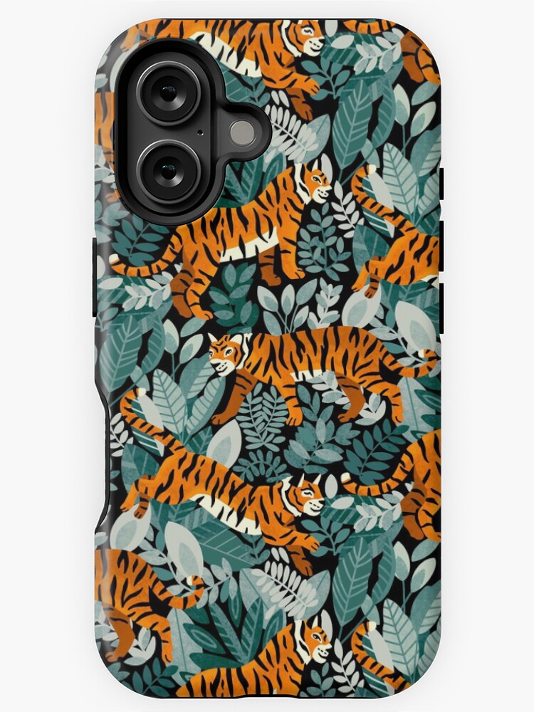 Imagen 1 de 4, Funda de iPhone con la obra Tigre de Bengala Teal Jungle, diseñada y vendida por TigaTiga.