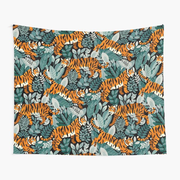 Bangel Tiger Teal Jungle Tapestry