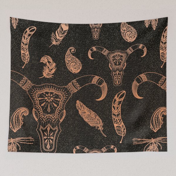 Item preview, Elegant cow skeleton with feathers, pattern designed and sold by nicky2342.