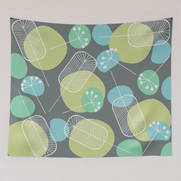 Item preview, Mediados de siglo retro flor y hoja patrón abstracto designed and sold by MarbleCloud.