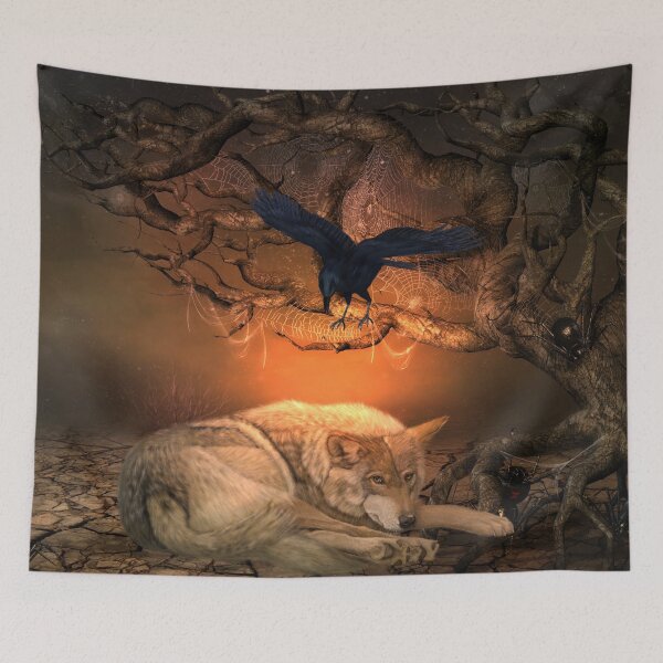 Item preview, Awesome wolf with crow , in the darkness of the night designed and sold by nicky2342.