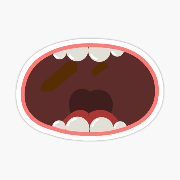 "Cartoon Mouth Face Mask" Sticker by snowballpunch Redbubble