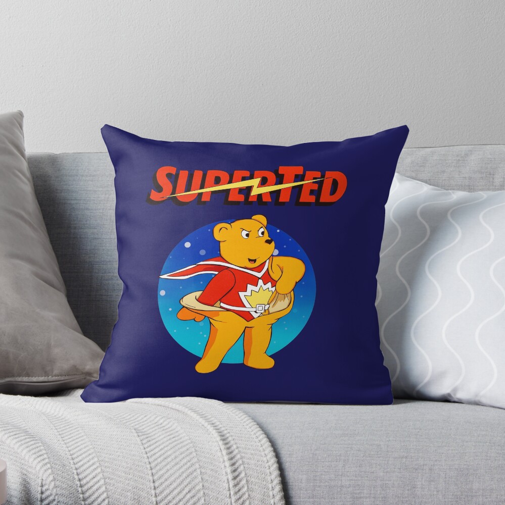 Superted the retro teddy bear Throw Pillow