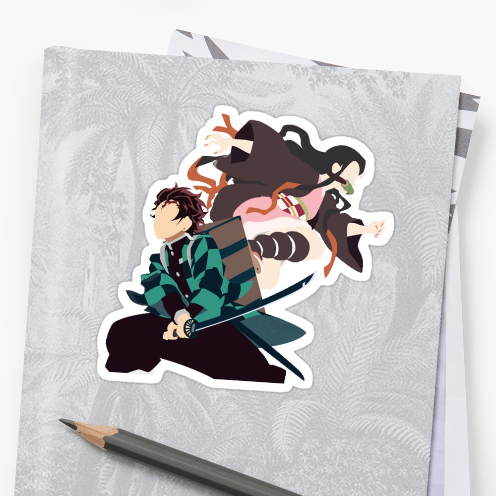 demon slayer minimalist design sticker by johnwider