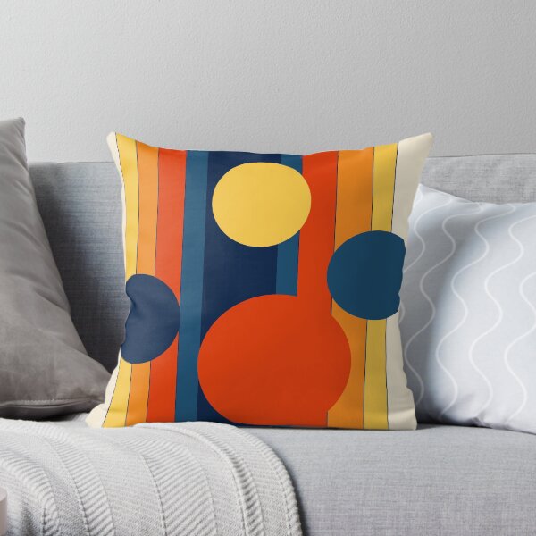Retro Circles and Stripes Throw Pillow