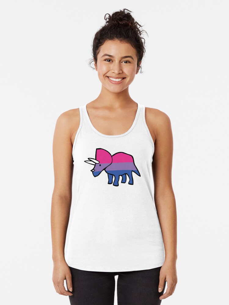 Thumbnail 1 of 3, Racerback Tank Top, Biceratops (Bisexual Triceratops) designed and sold by jezkemp.